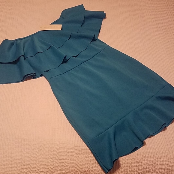 NWT Asos Frill Bardot Mini Dress, sz US 10 - Picture 4 of 9